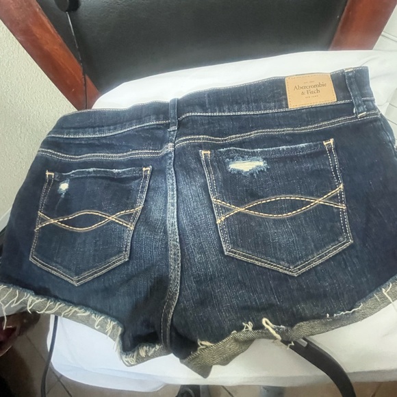 NEW Abercrombie & Fitch Blue Jean Shorts Distressed Cut-Off - Picture 5 of 8